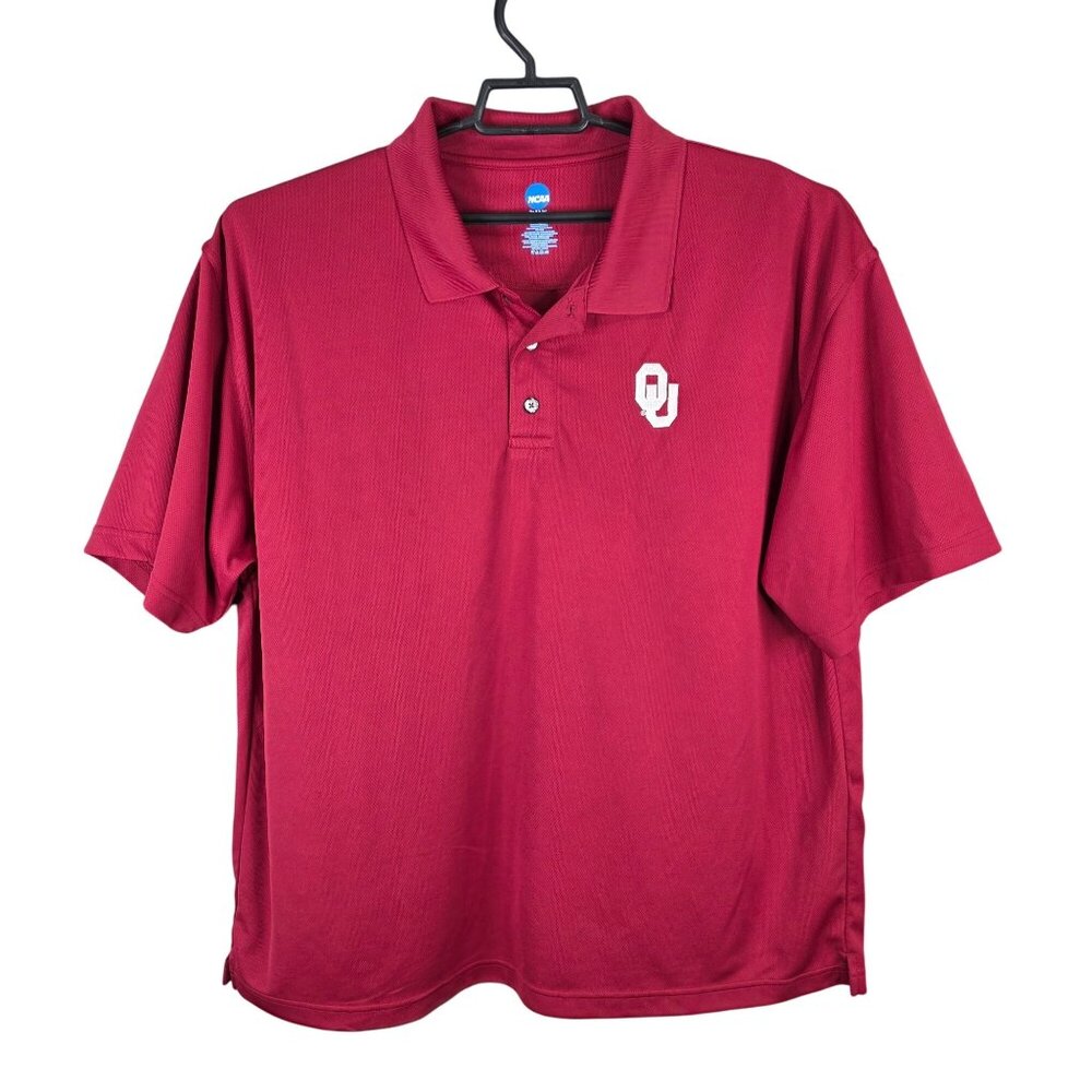Mens NCAA OU Red Polo Shirt Short Sleeve 100% Polyester Oklahoma Univeristy XL